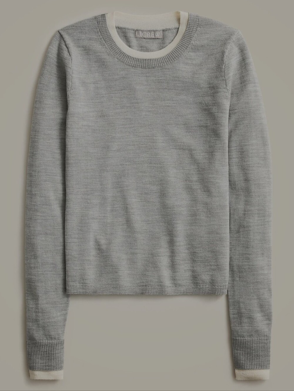 J.Crew Carolyn Layered Merino Wool Sweater Hthr Grey Muslin M